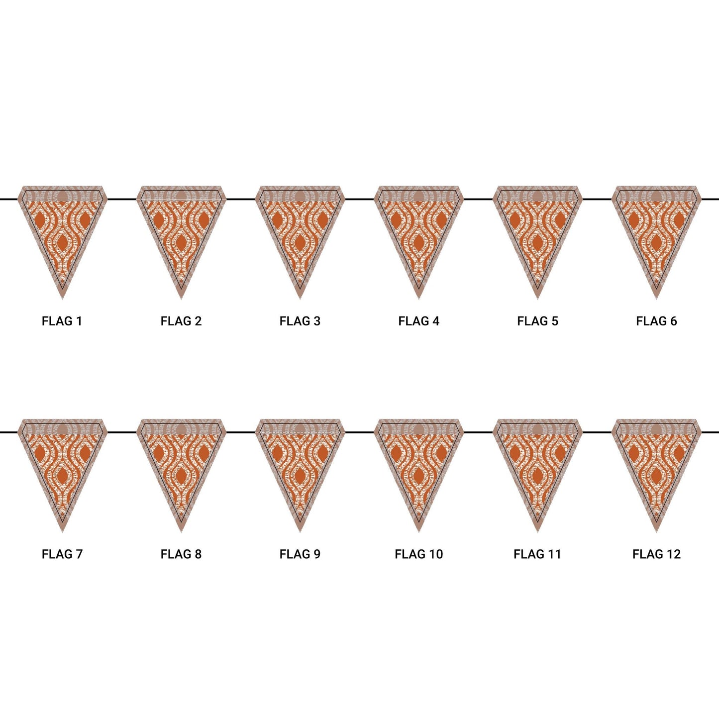 Flag Garland | Dark Orange & White | Ogee