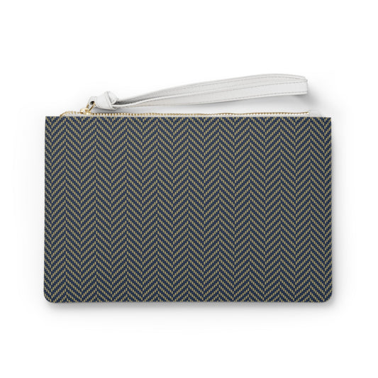 Clutch Bag | Gold & Blue | Herringbone