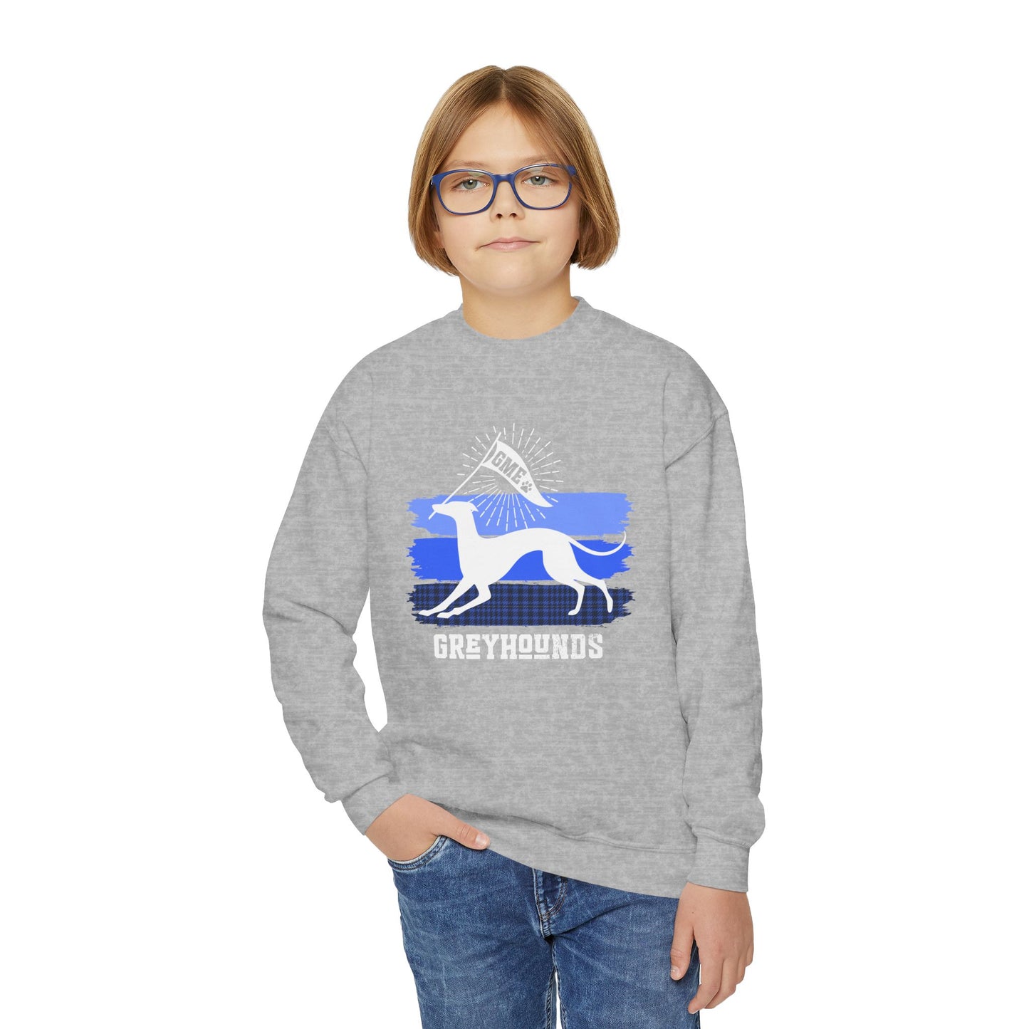 Youth Crewneck Sweatshirt | Greyhounds | Blue Flag