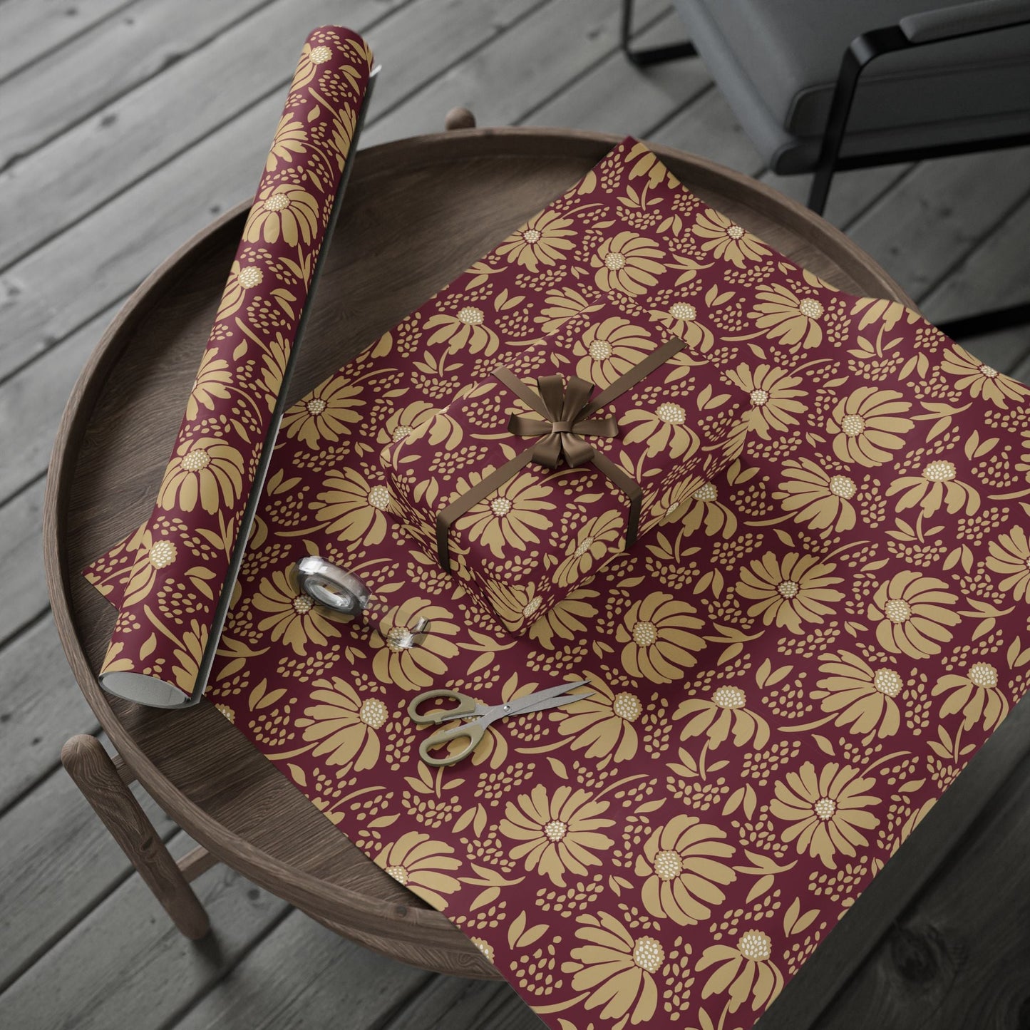 Gift Wrap | Maroon & Gold | Bellis