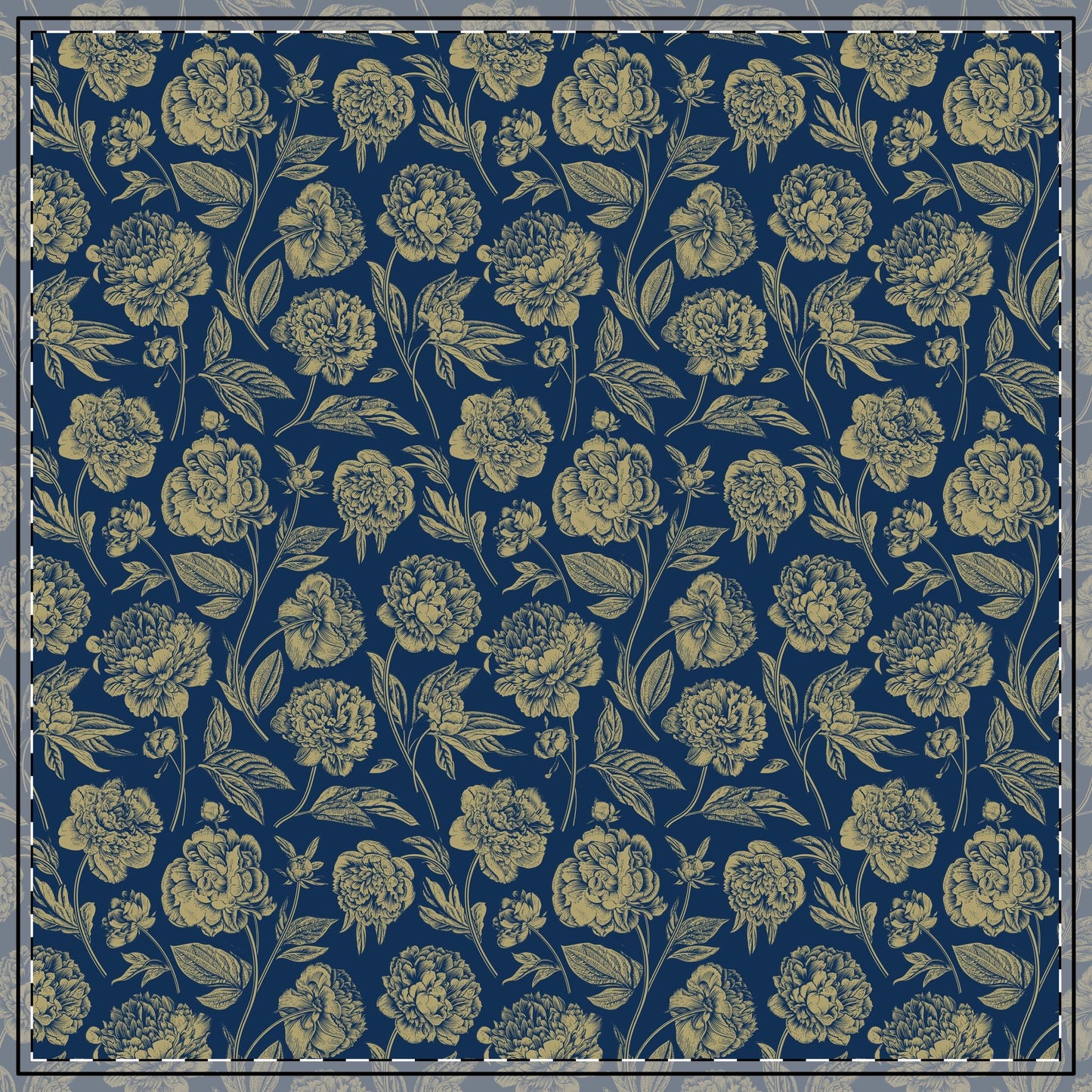 Tablecloth | Blue & Gold | Peony