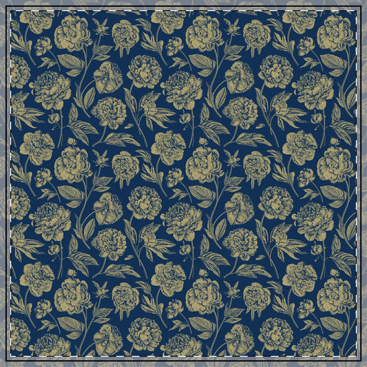 Tablecloth | Blue & Gold | Peony