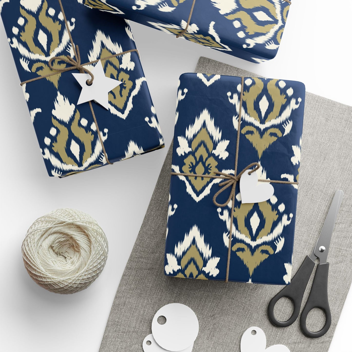 Gift Wrap | Blue & Gold | Ikat