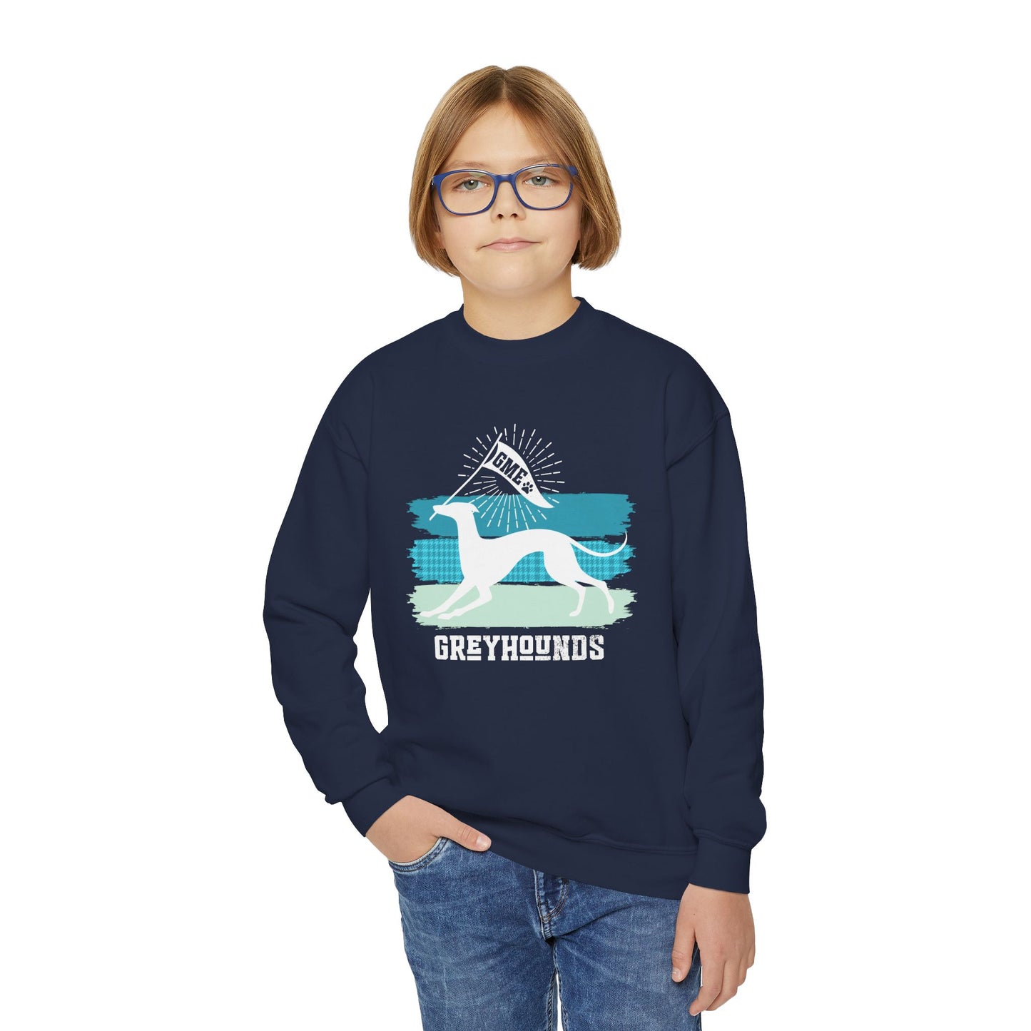 Youth Crewneck Sweatshirt | Greyhounds | Teal Flag
