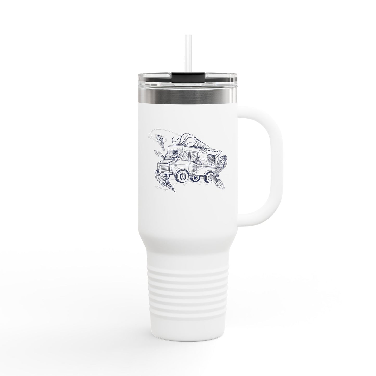 NYP 40oz Insulated Travel Mug with Handle | Cat Ice Cream