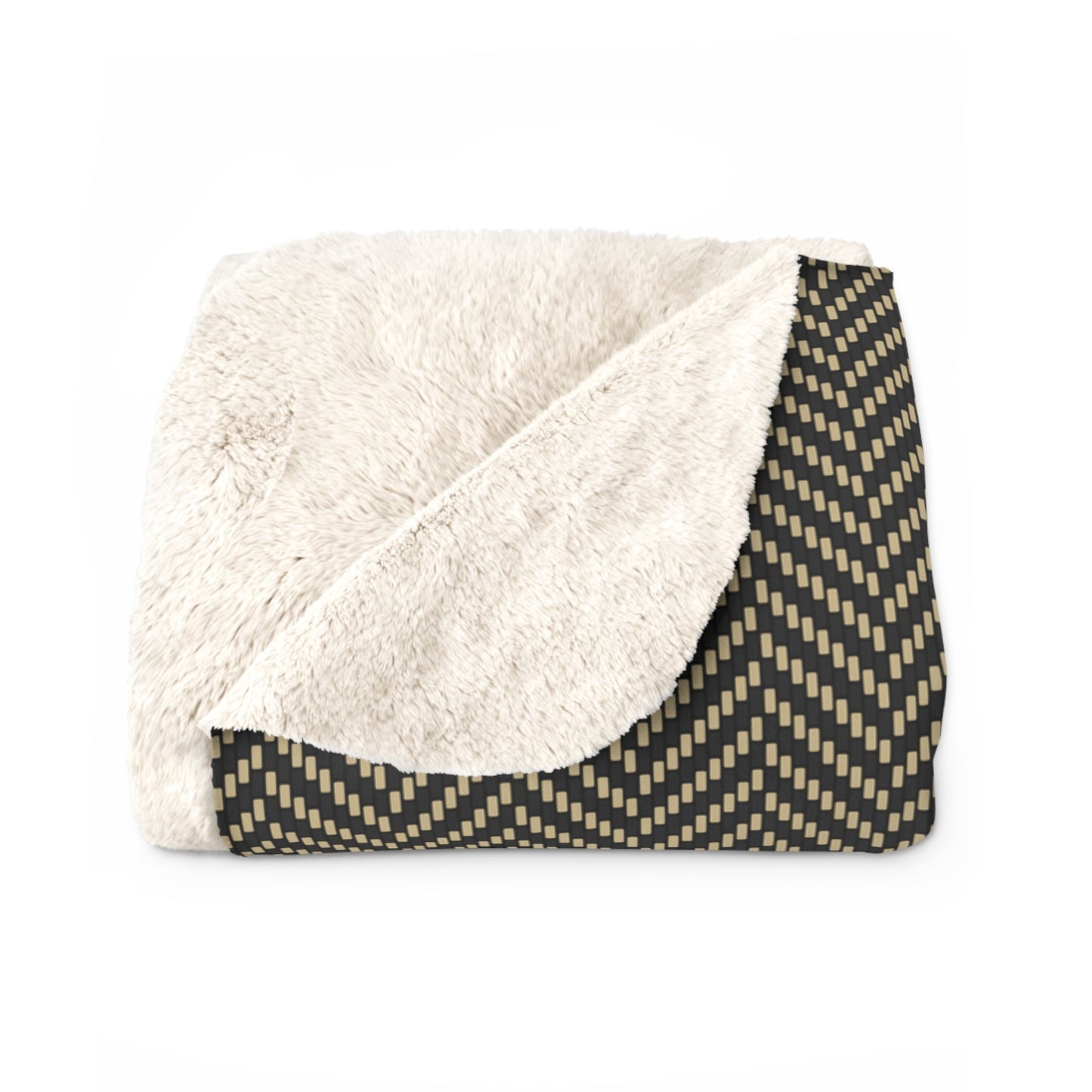 Sherpa Blanket | Black & Gold | Herringbone