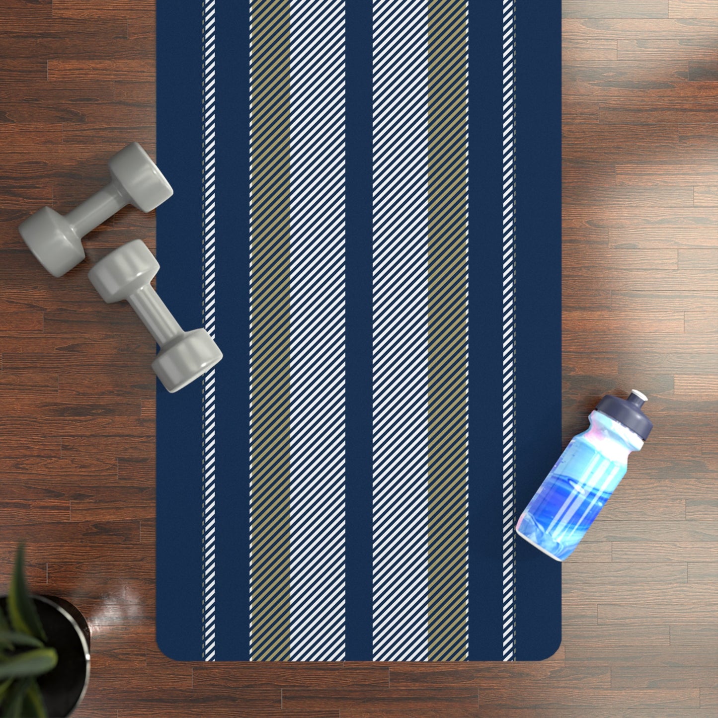 Yoga Mat | Blue & Gold | Stripe