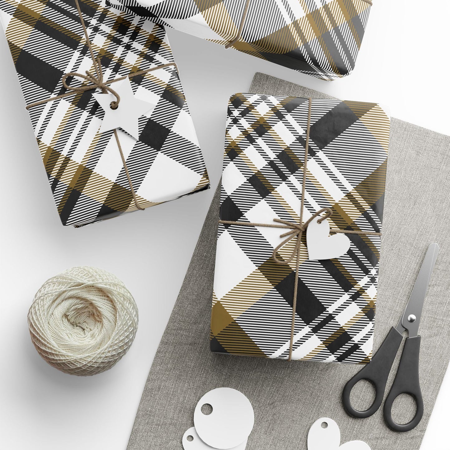 Gift Wrap | Black & Gold | Tartan