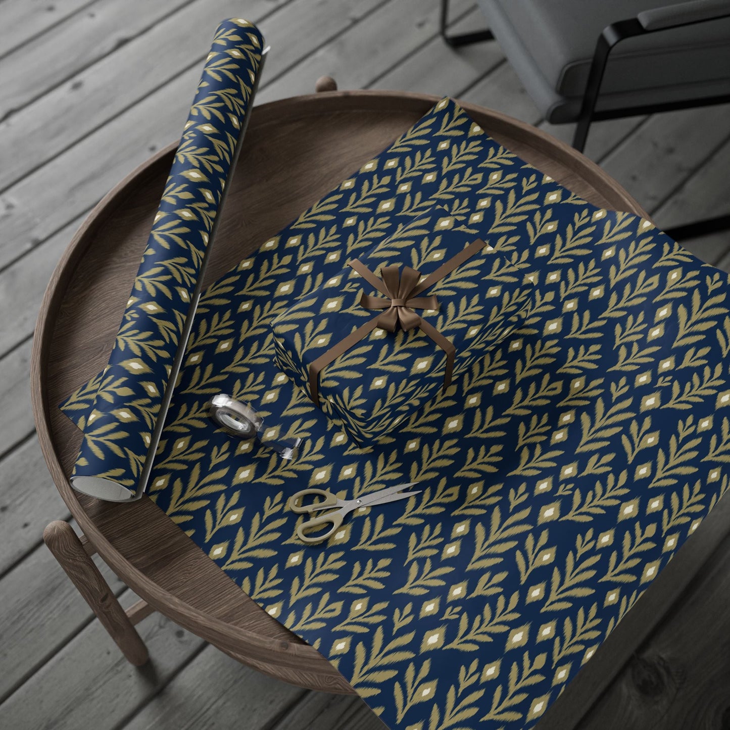 Gift Wrap | Blue & Gold | Laurel