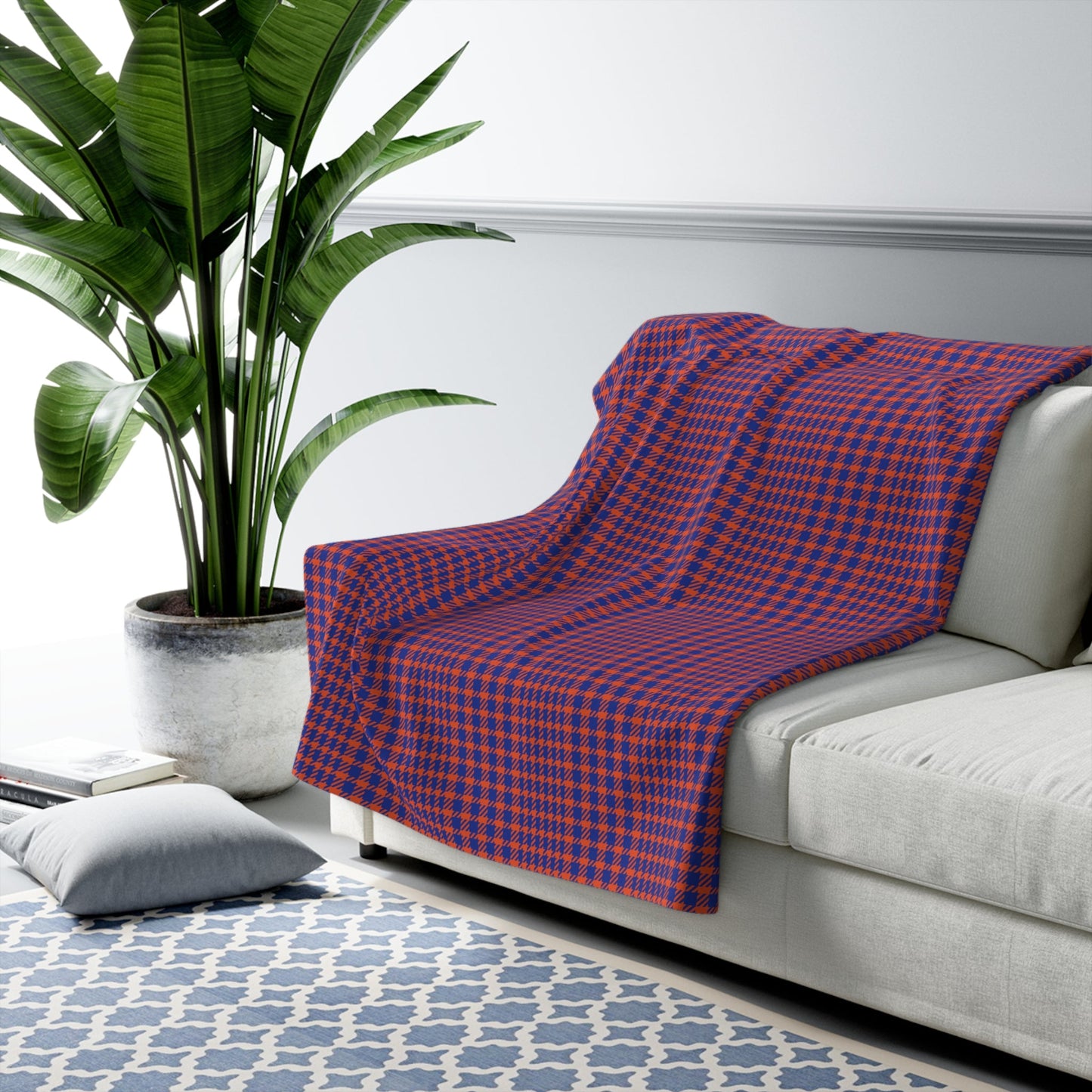 Sherpa Blanket | Bright Blue & Orange | Tweed