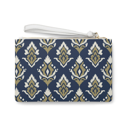 Clutch Bag | Gold & Blue | Ikat