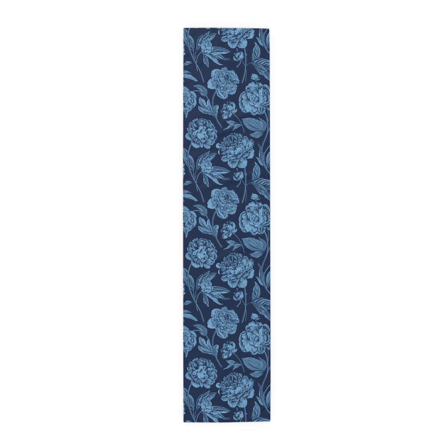 Table Runner | Light Blue & White | Peony