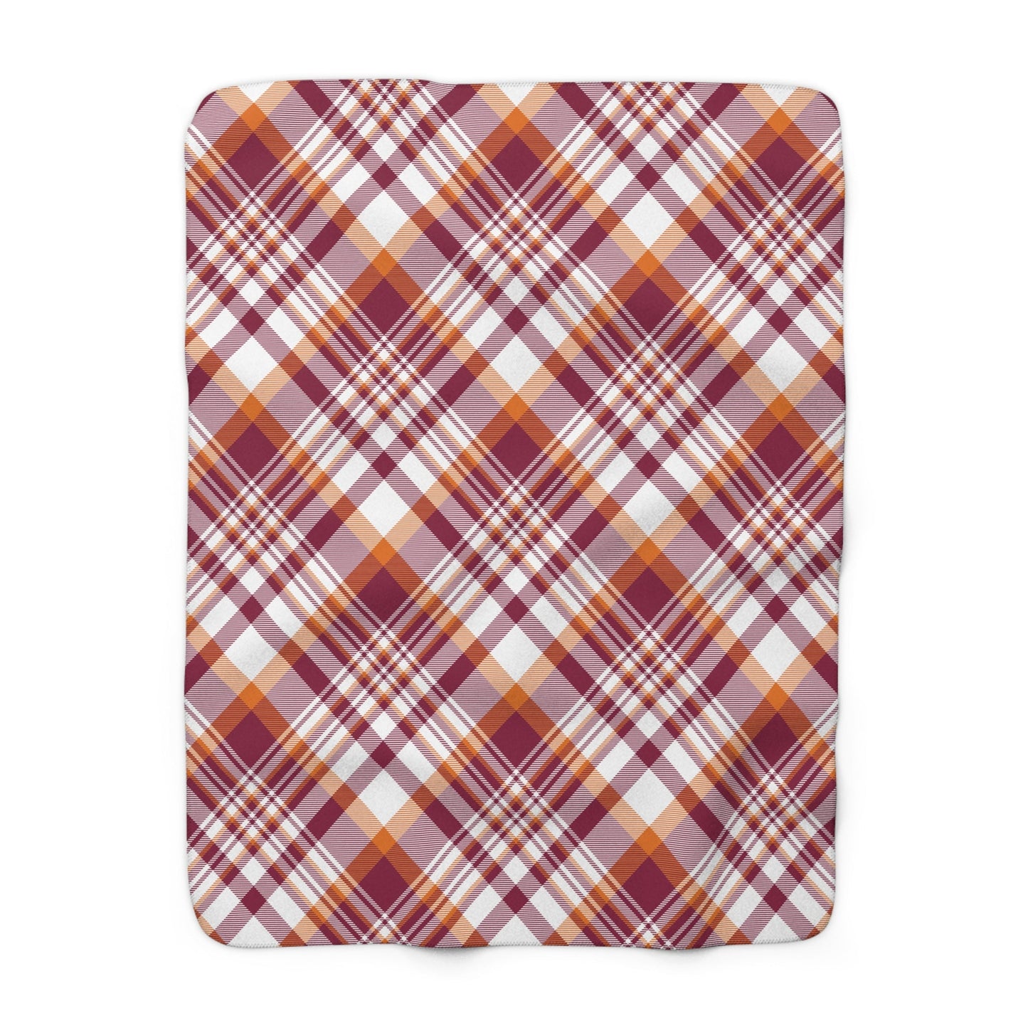 Sherpa Blanket | Maroon & Orange | Tartan