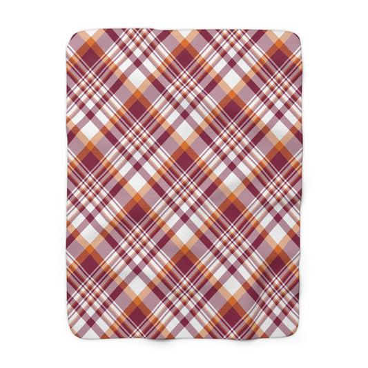 Sherpa Blanket | Maroon & Orange | Tartan