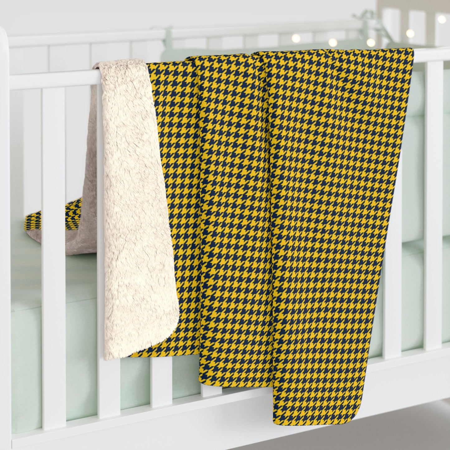 Sherpa Blanket | Yellow & Blue | Houndstooth