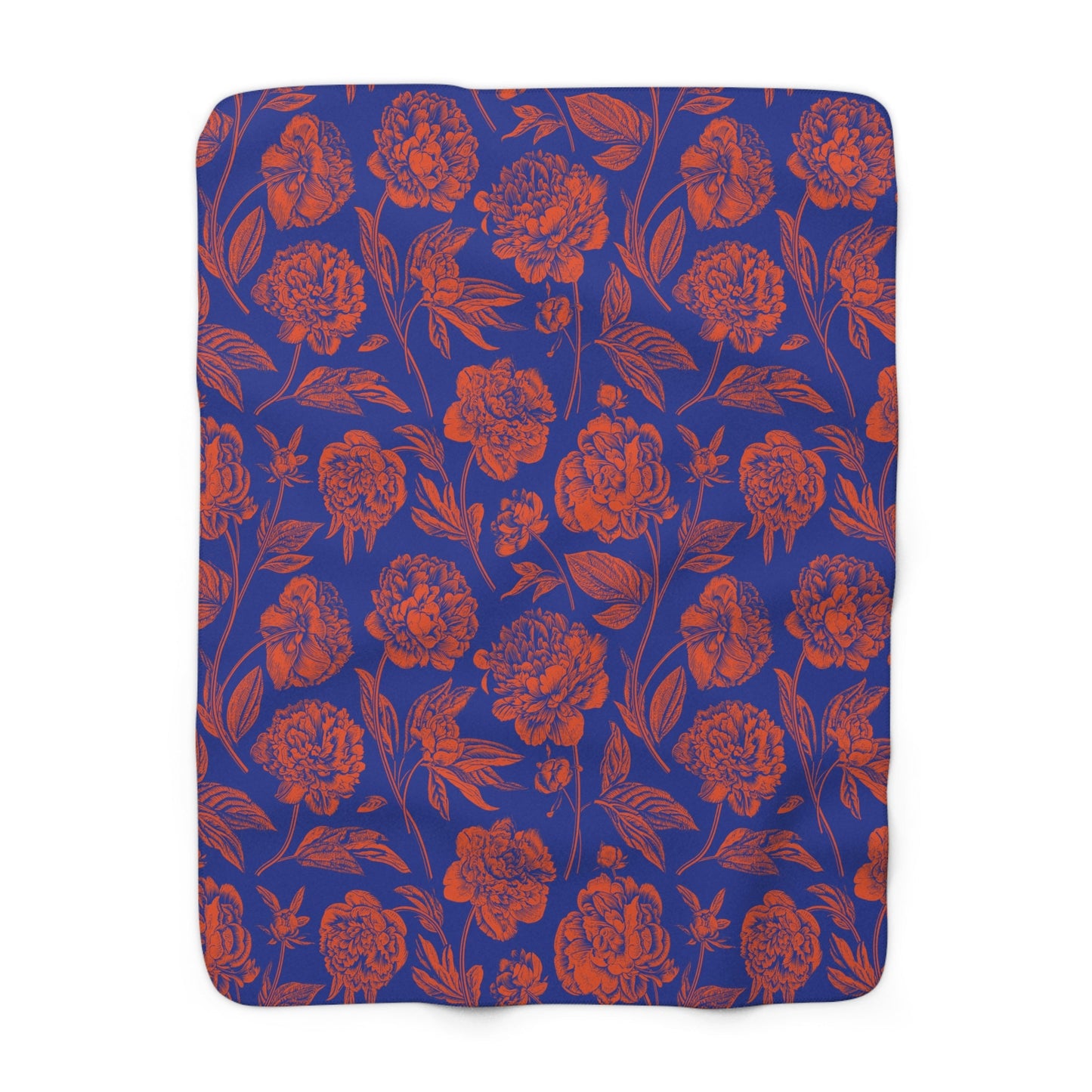 Sherpa Fleece Blanket | Bright Blue & Orange | Peony