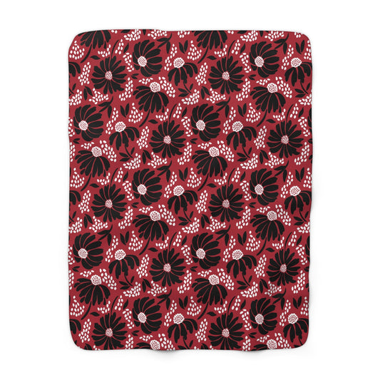 Sherpa Fleece Blanket | Red & Black | Bellis