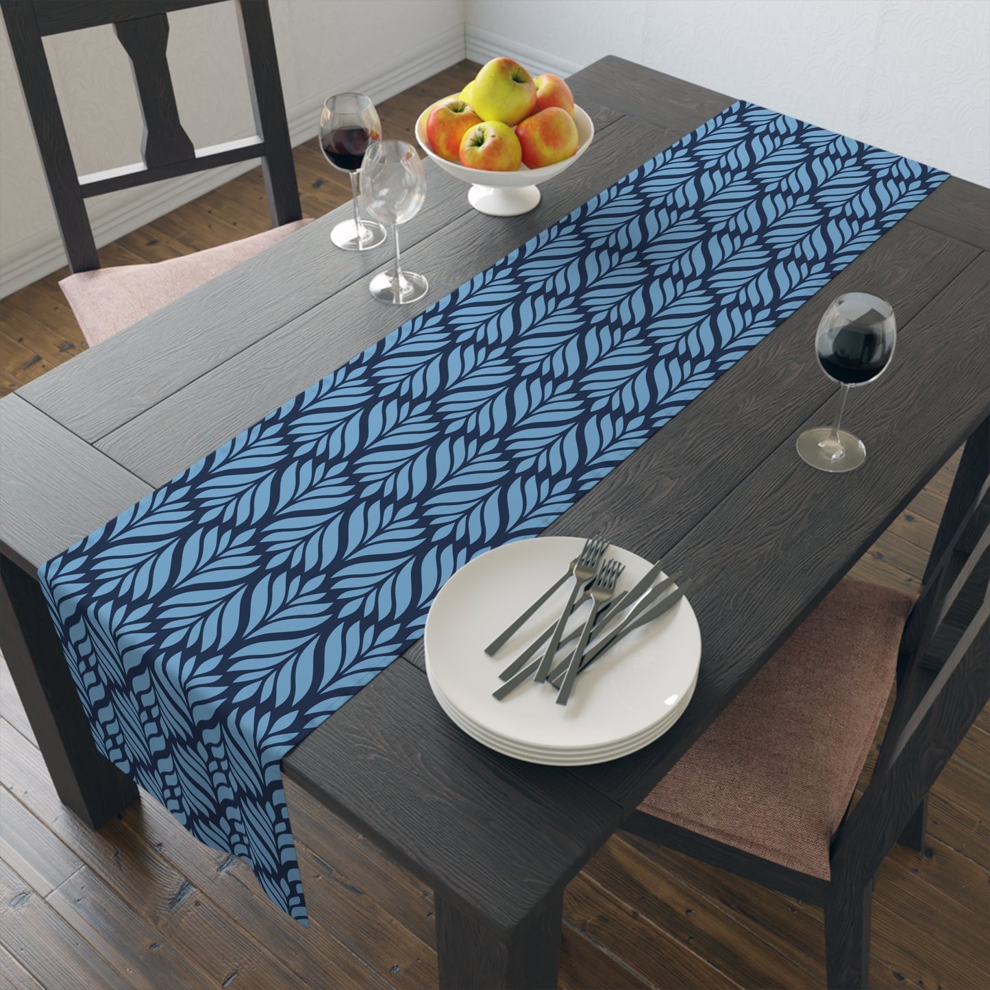Table Runner | Light Blue & White | Palm