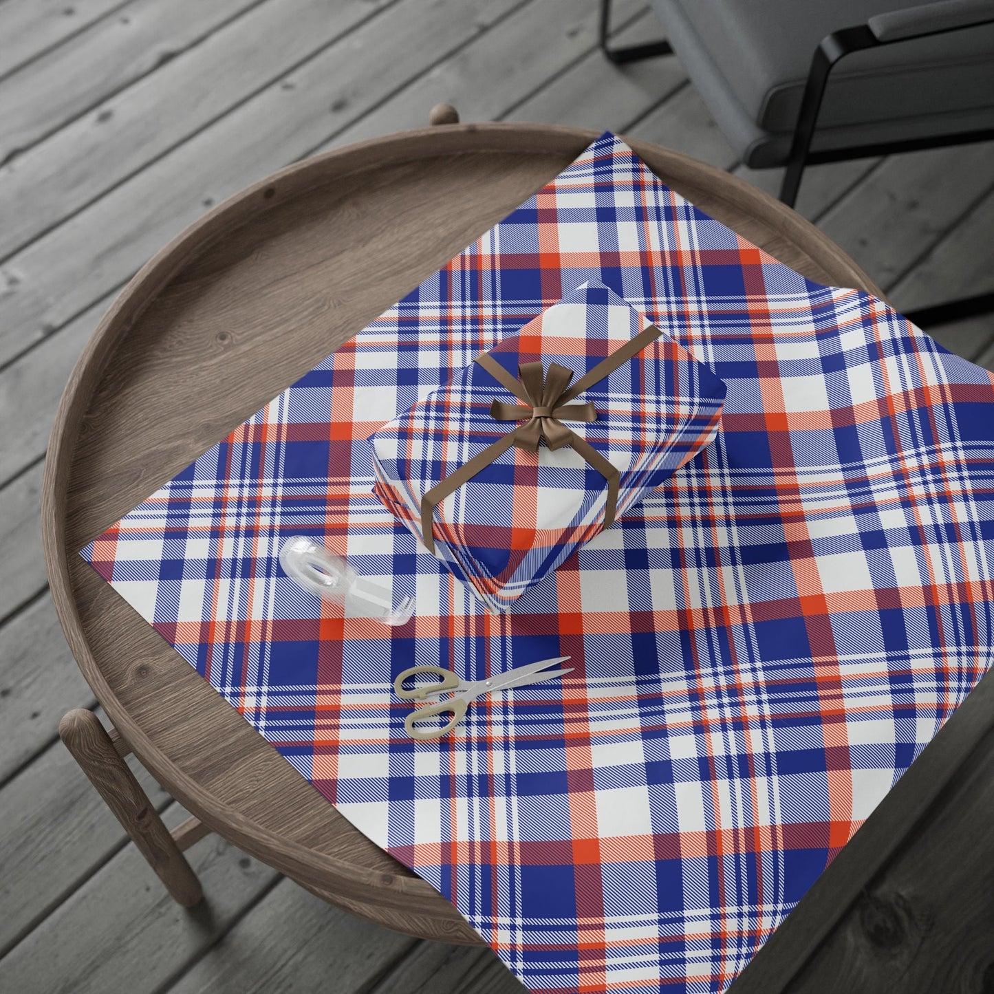 Gift Wrap | Bright Blue & Orange | Tartan