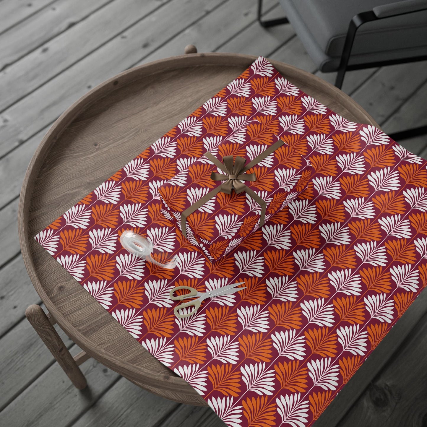 Gift Wrap | Maroon & Orange | Deco