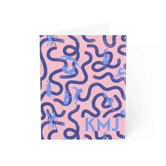 Monogram Notecards | Greyhounds | Pink Ribbon