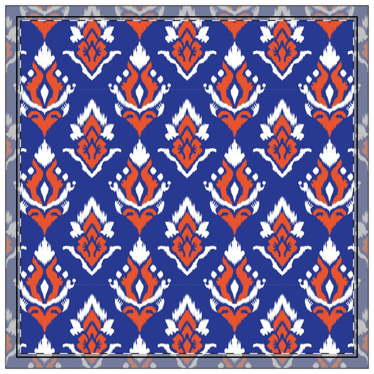 Napkin 4-set | Bright Blue & Orange | Ikat