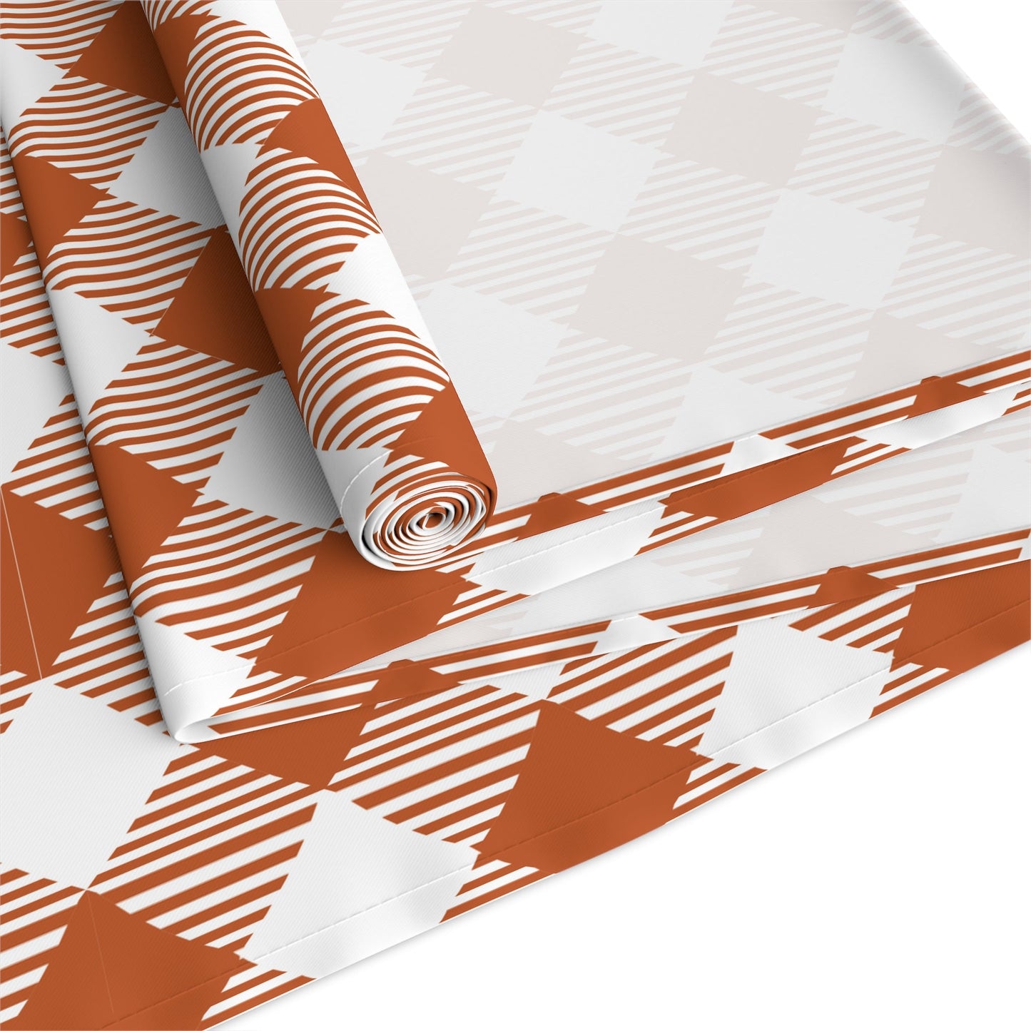 Table Runner | Dark Orange & White | Gingham