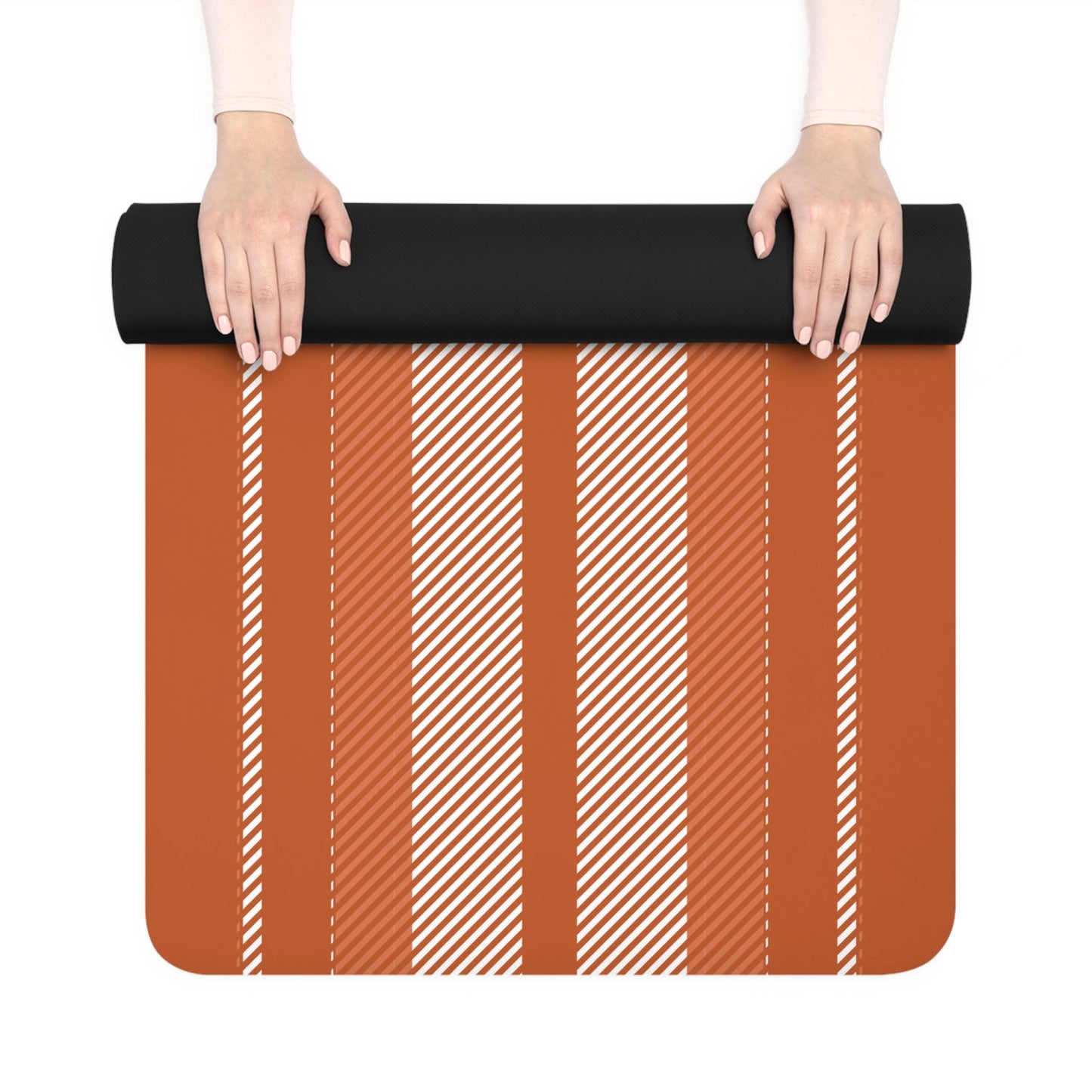 Yoga Mat | Dark Orange & White | Stripe