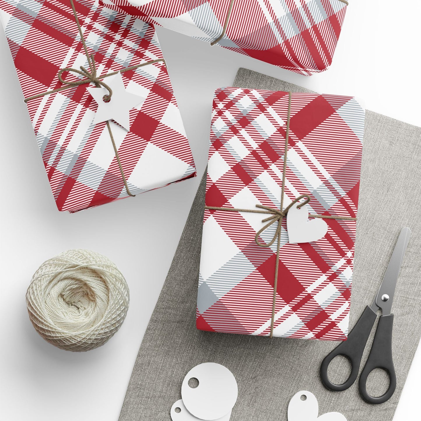 Gift Wrap | Red & Gray | Tartan