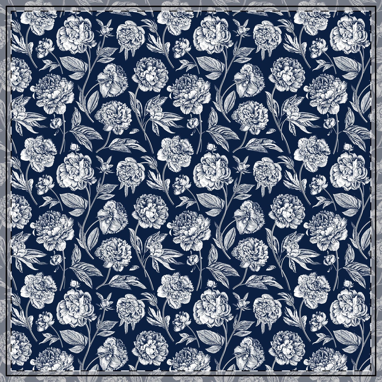 Tablecloth | Navy & White | Peony