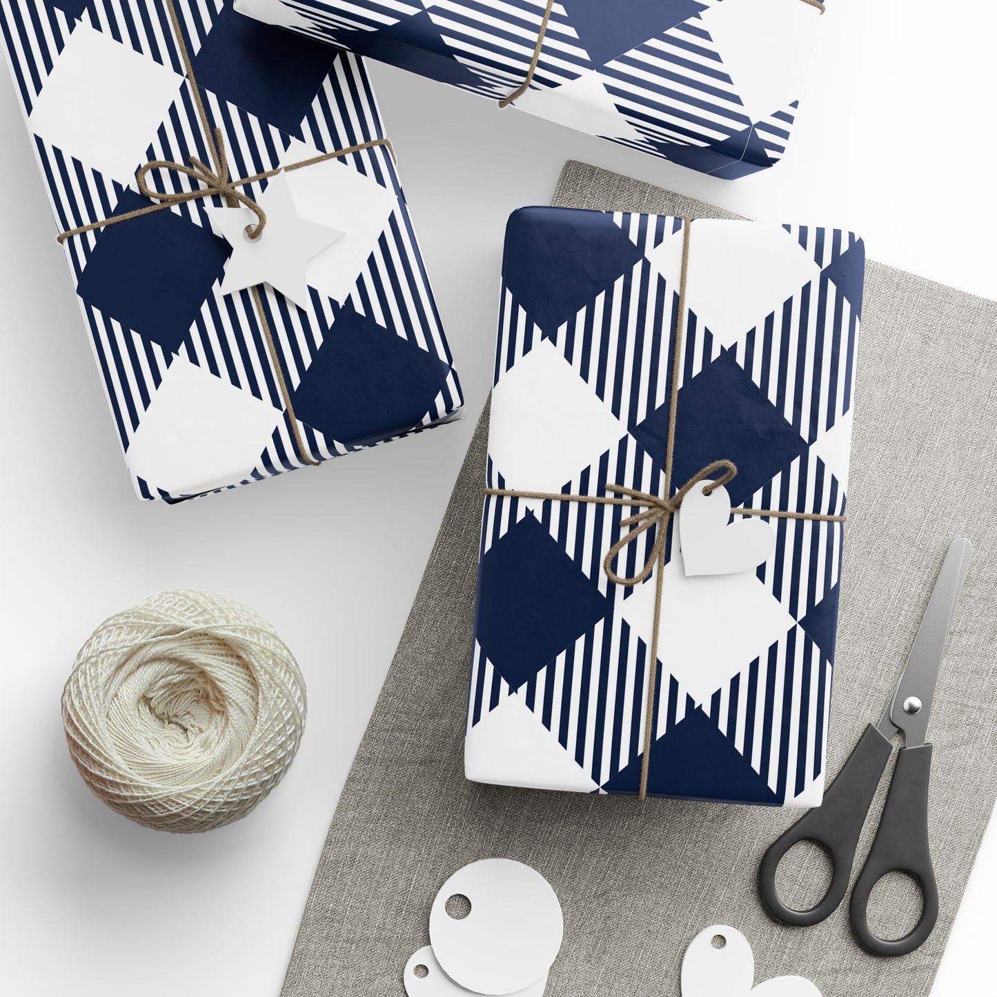 Gift Wrap | Navy & White | Gingham