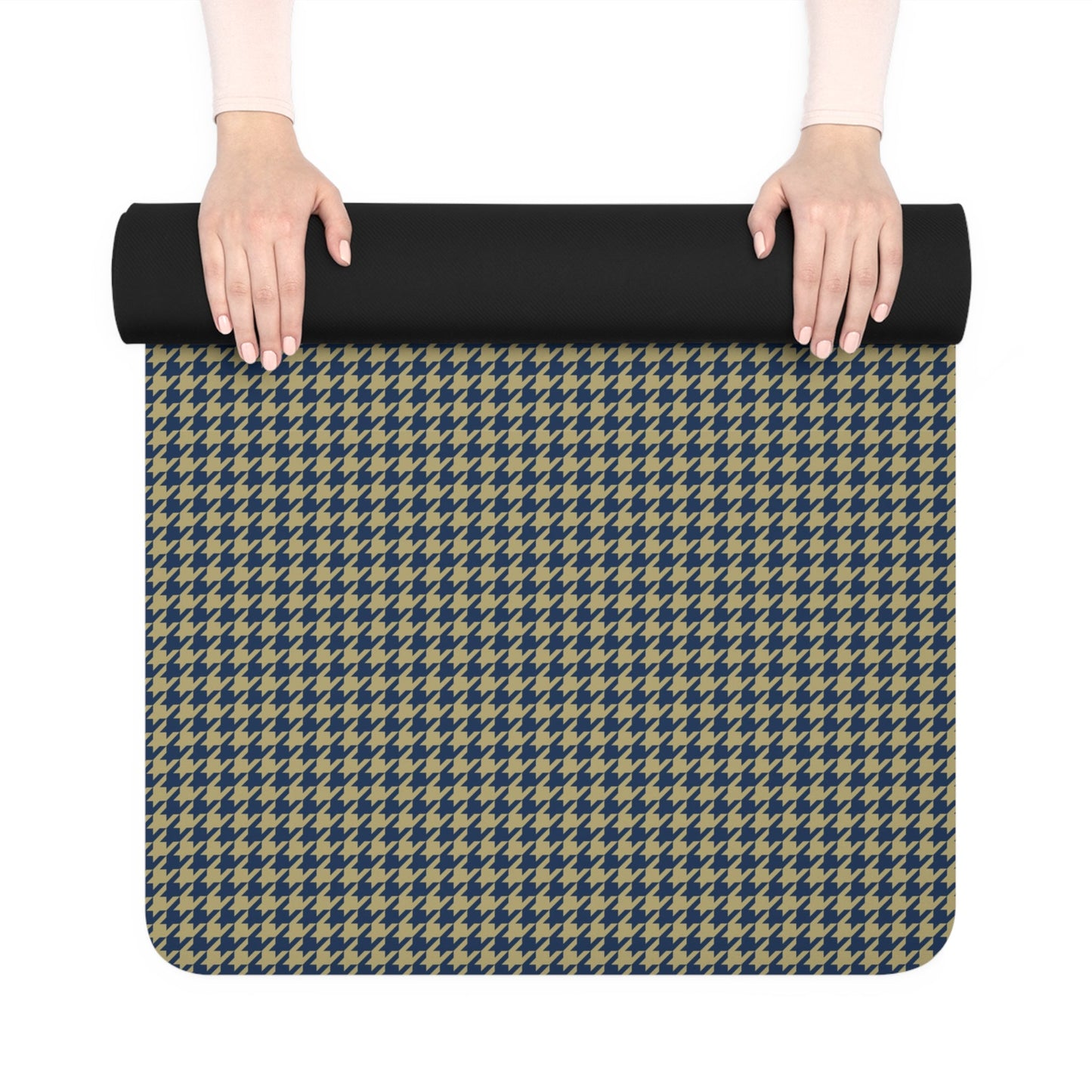 Yoga Mat | Blue & Gold | Houndstooth