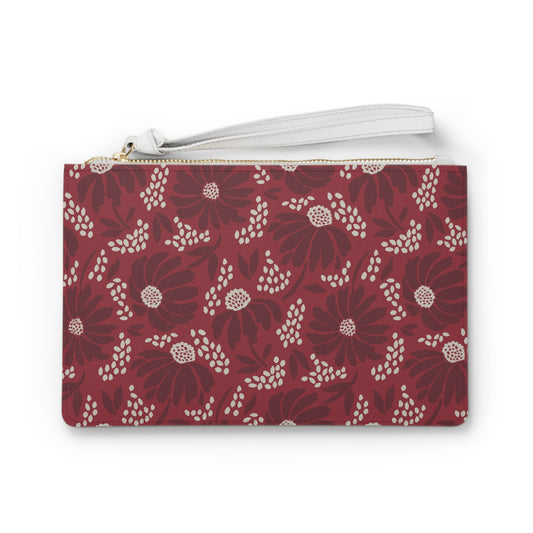 Clutch Bag | Maroon & White | Bellis