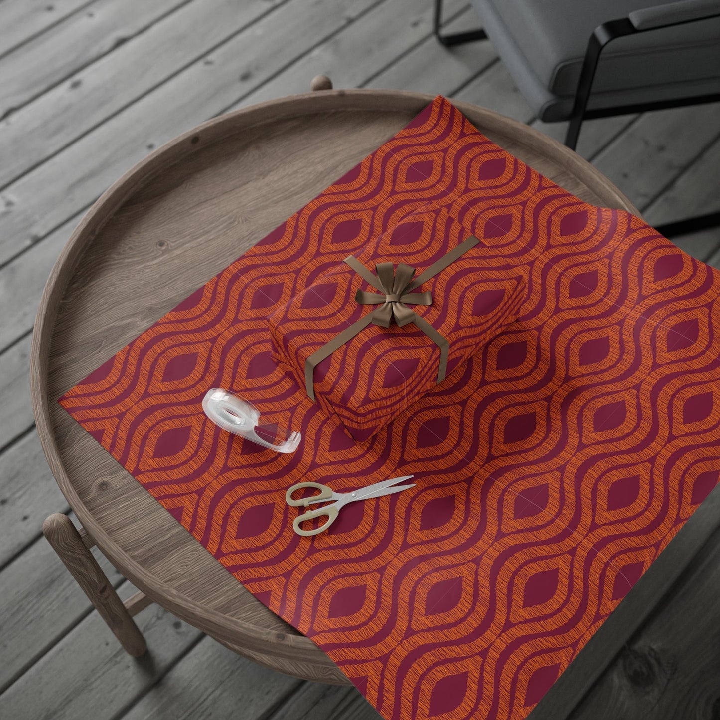 Gift Wrap | Maroon & Orange | Ogee