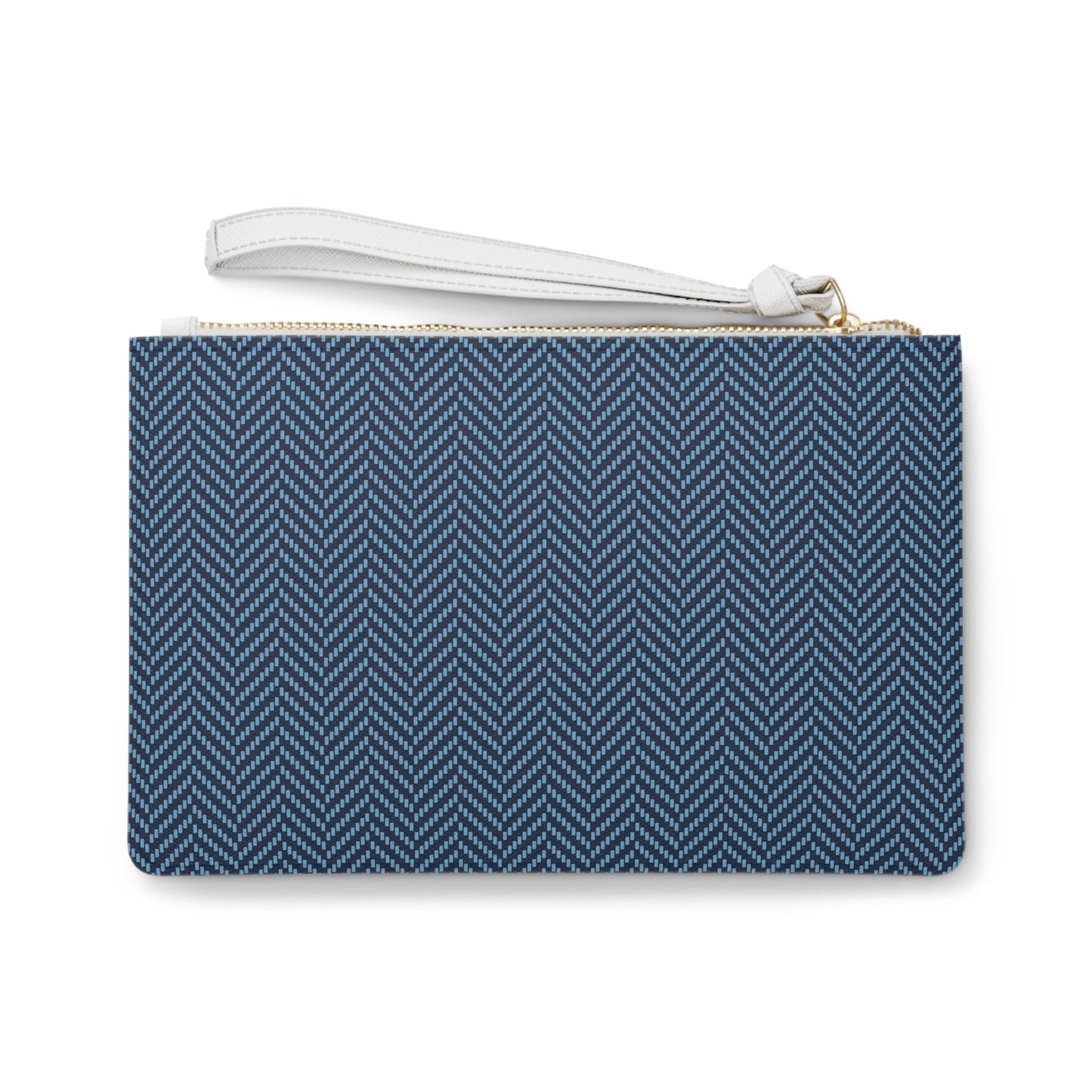 Clutch Bag | Light Blue & White | Herringbone