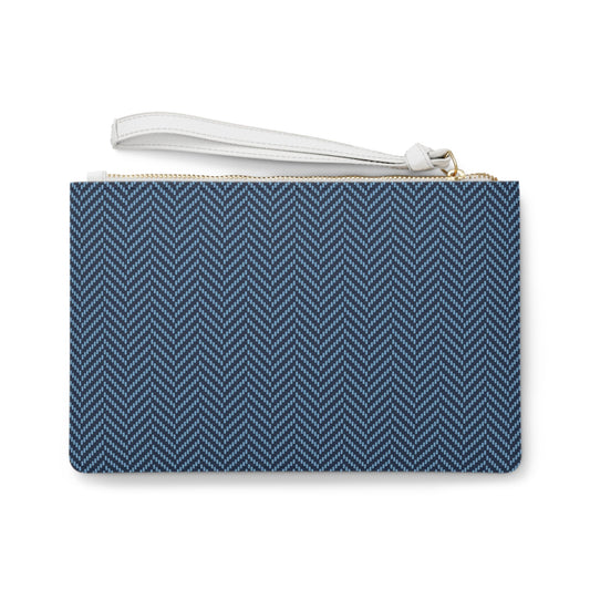 Clutch Bag | Light Blue & White | Herringbone