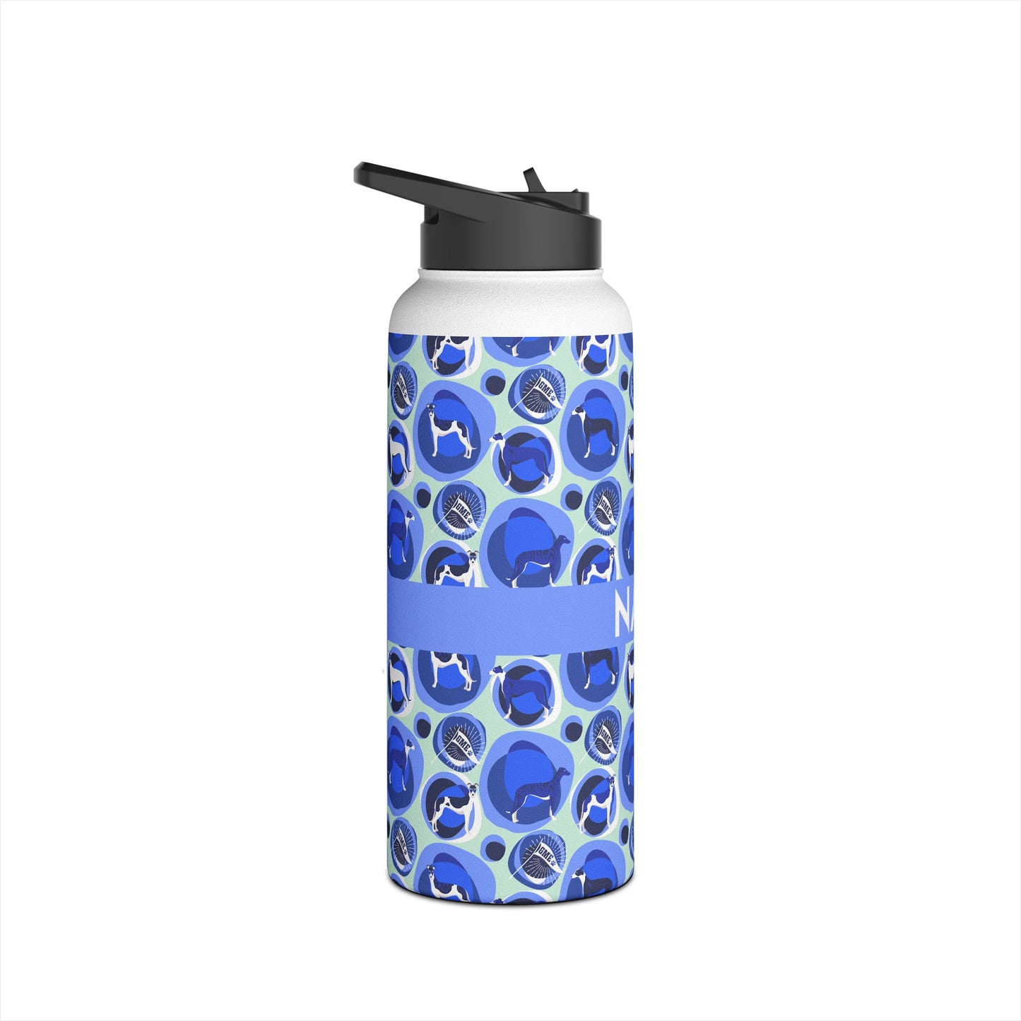 Insulated Water Bottle | Greyhounds | Teal Bubbles