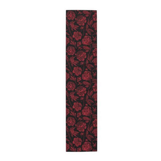 Table Runner | Red & Black | Peony