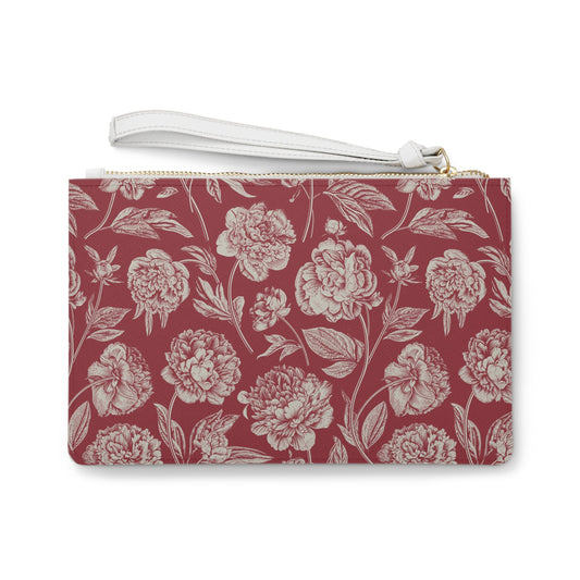 Clutch Bag | Maroon & White | Peony