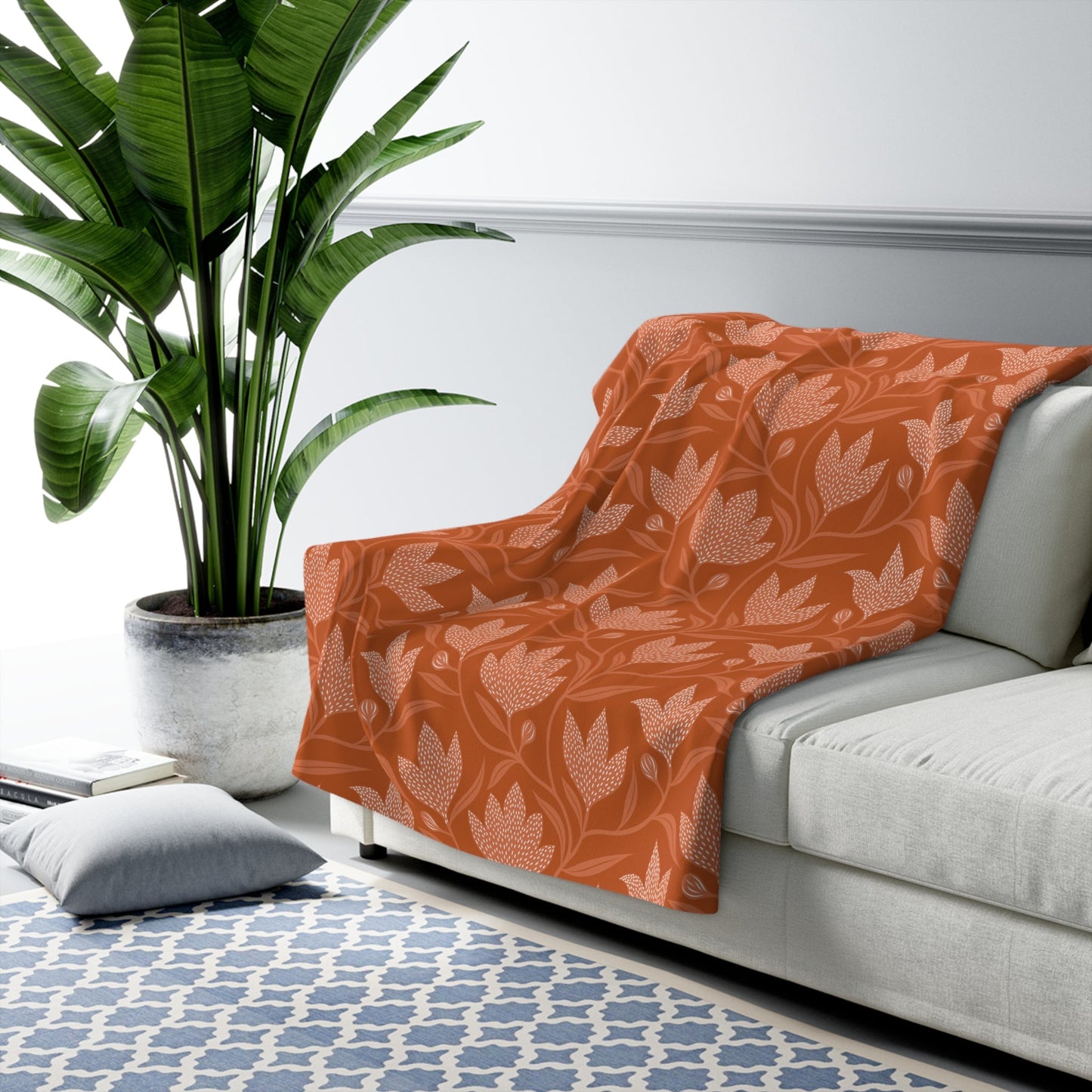 Sherpa Blanket | Dark Orange & White | Magnolia