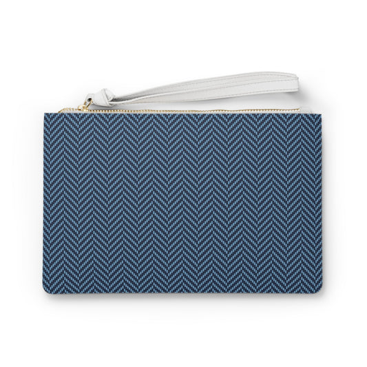 Clutch Bag | Light Blue & White | Herringbone