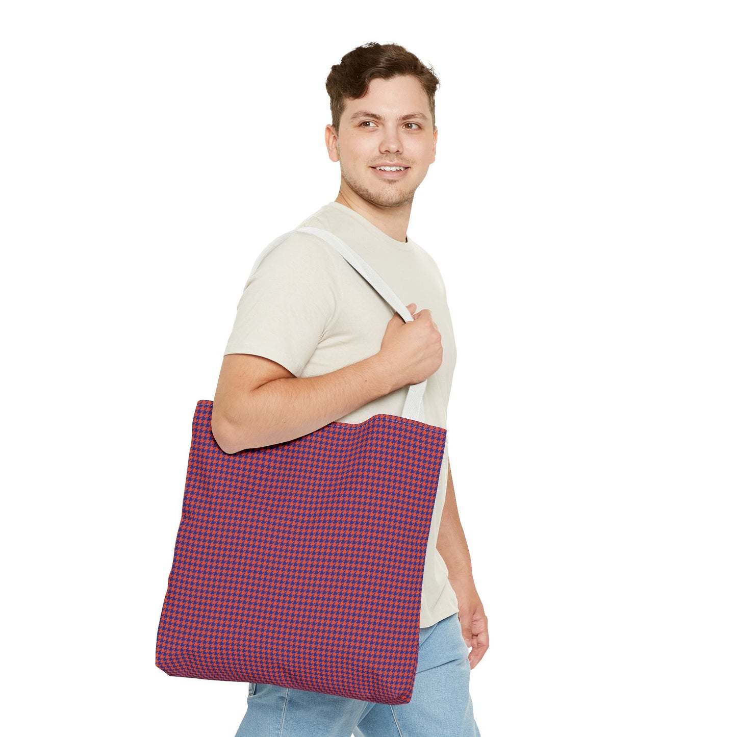 Tote Bag | Bright Blue & Orange | Houndstooth