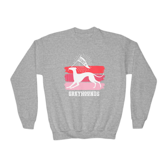 Youth Crewneck Sweatshirt | Greyhounds | Pink Flag