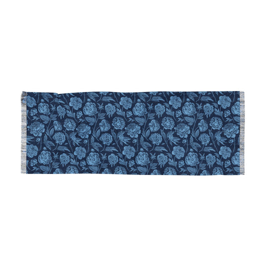 Scarf | Light Blue & White | Peony