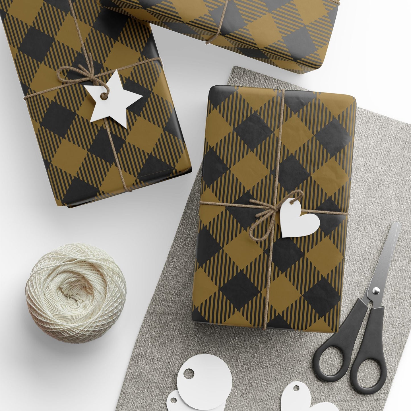 Gift Wrap | Black & Gold | Gingham