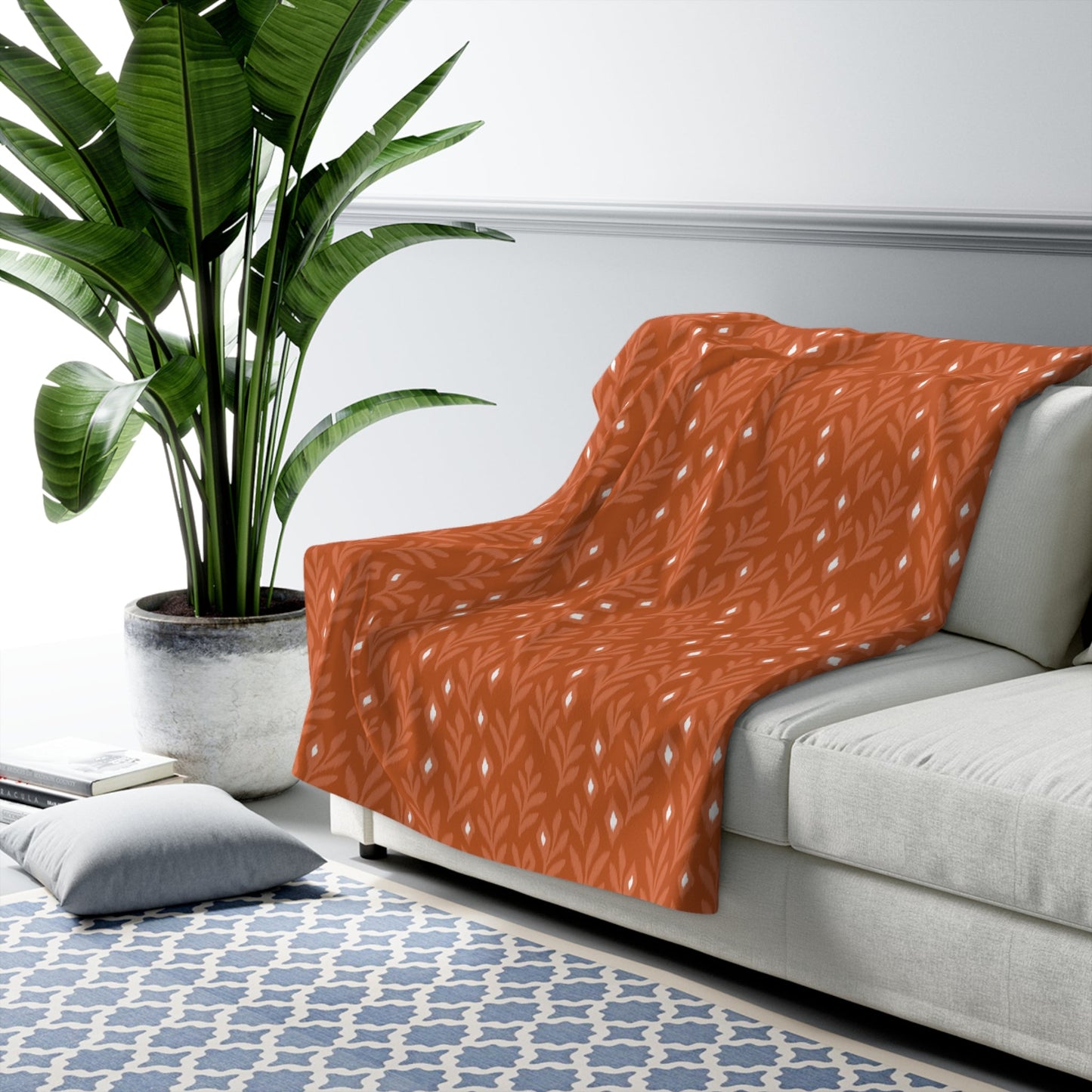 Sherpa Blanket | Dark Orange & White | Laurel