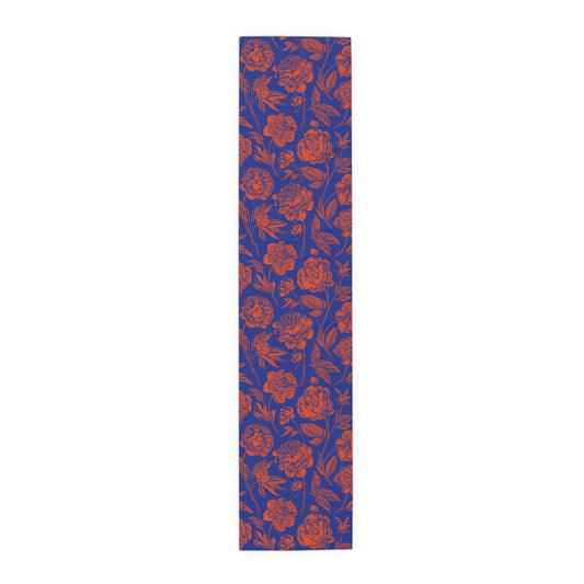 Table Runner | Bright Blue & Orange | Peony