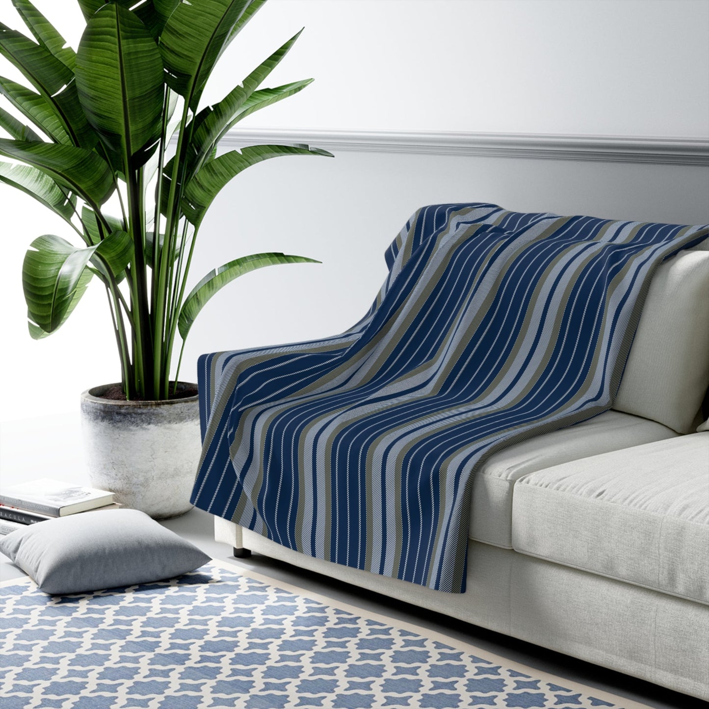 Sherpa Blanket | Blue & Gold | Stripe
