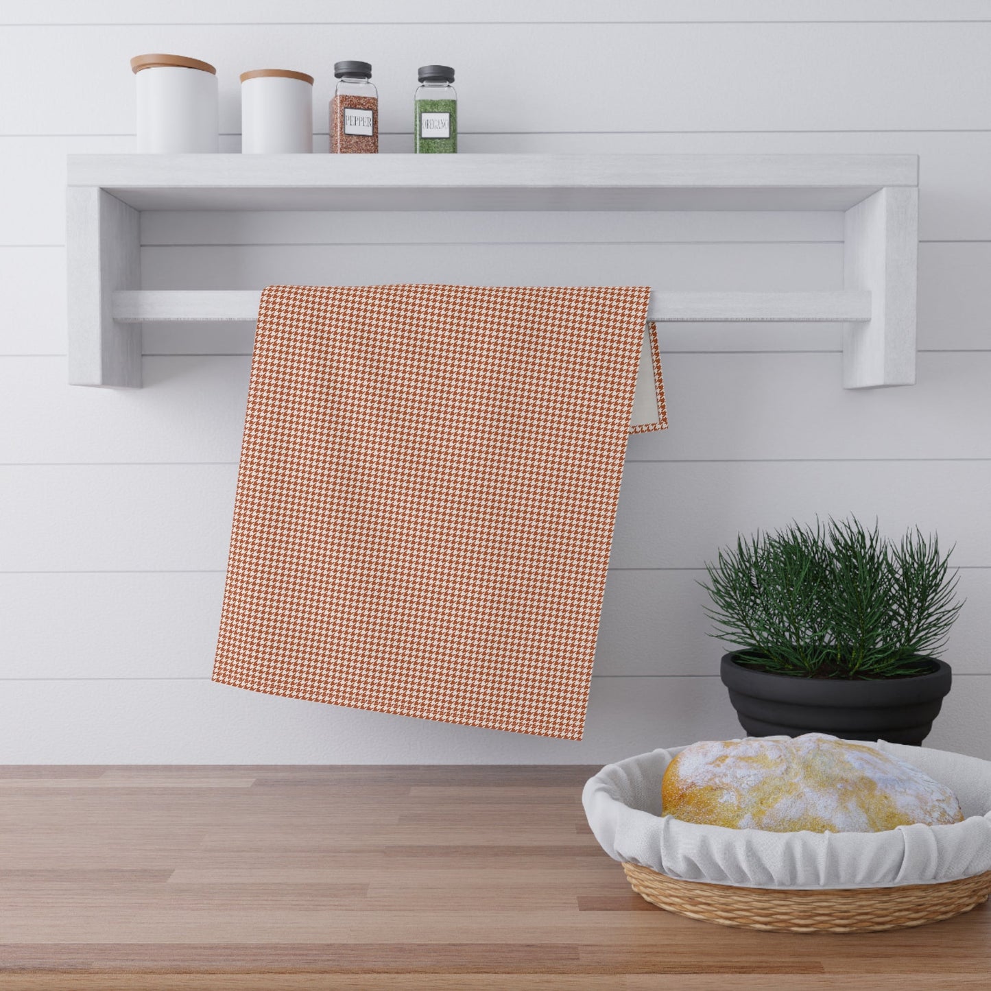 Tea Towels | Dark Orange & White | Houndstooth