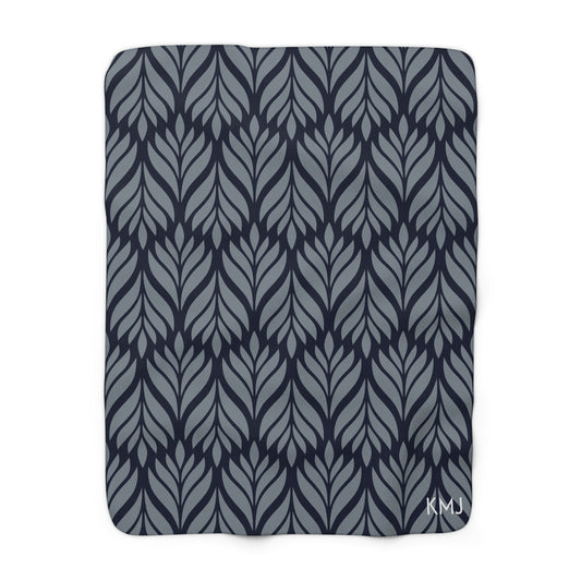 Sherpa Fleece Blanket- Personalized | Navy & White | Palm